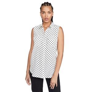 New Equipment Femme Sleeveless Slim Signature Blouse, White/Eclipse Women's XXL